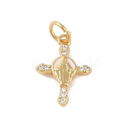 Brass Micro Pave Clear Cubic Zirconia Pendants KK-E111-31A-G-1