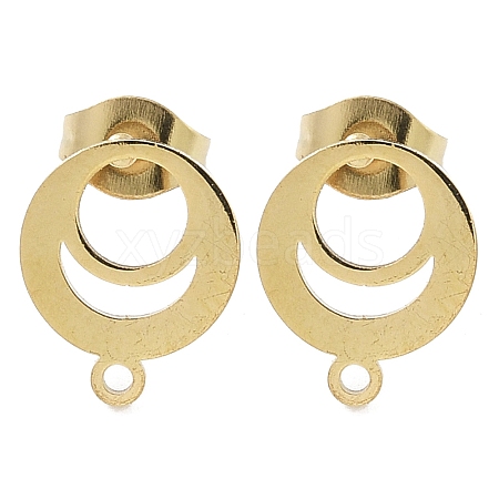 Ring Ion Plating(IP) 304 Stainless Steel Stud Earring Findings STAS-I206-99G-1