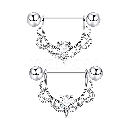 Brass Clear Cubic Zirconia Nipple Rings WG88A97-15-1