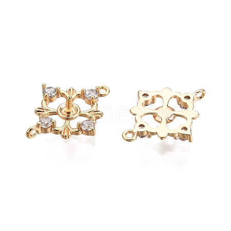 Brass Pave Clear Cubic Zirconia Connector Charm KK-C005-05G-1