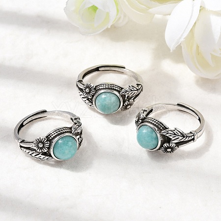 Natural Amazonite Finger Rings RJEW-A084-05AS-08-1