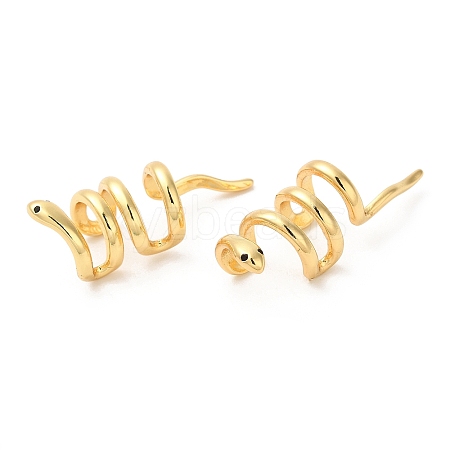 Rack Plating Brass Snake Cuff Earrings with Cubic Zirconia EJEW-D061-37G-1