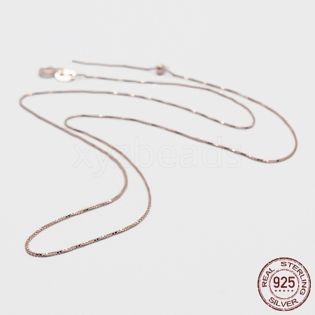 925 Sterling Silver Box Chain Necklaces STER-F039-45cm-13RG-1