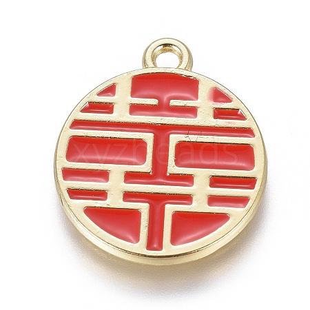 Alloy Enamel Chinese Symbol Pendants PALLOY-I166-36KCG-1