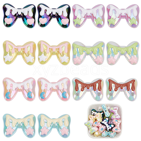 14Pcs 7 Colors Plating Acrylic Beads OACR-AN0001-01-1
