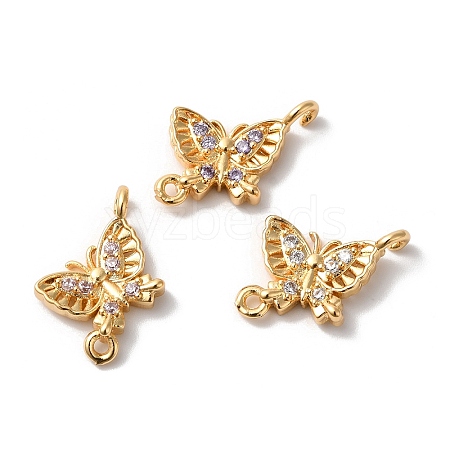 Brass Micro Pave Cubic Zirconia Connector Charms KK-C062-011G-1