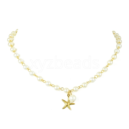 304 Stainless Steel Starfish Charms Necklace NJEW-JN04917-1