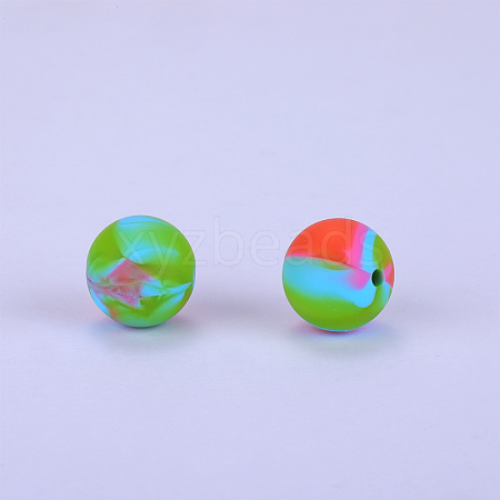 Printed Round Silicone Focal Beads SI-JX0056A-75-1