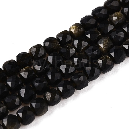 Natural Golden Sheen Obsidian Beads Strands G-N342-110-1