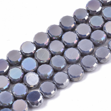 Electroplate Opaque Solid Color Glass Beads Strands EGLA-T020-07G-1