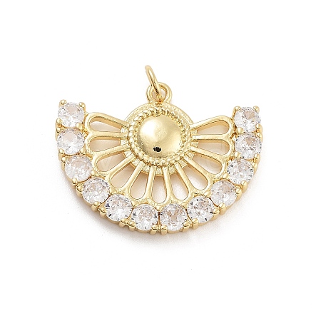 Fan Shaped Rack Plating Brass Micro Pave Cubic Zirconia Pendants X-KK-G512-28B-G-1