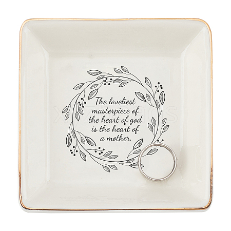 Porcelain Square Ring Holder DJEW-WH0013-019-1