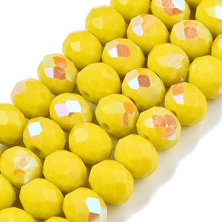 Electroplate Opaque Solid Color Glass Beads Strands EGLA-A044-P8mm-L04-1