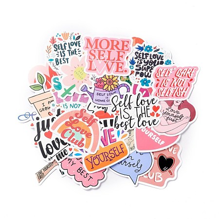 Self Love Club Theme Waterproof Self Adhesive Paper Stickers DIY-F108-11-1