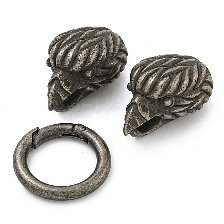 Tibetan Style 304 Stainless Steel Spring Gate Rings FIND-Z046-02AS-07-1