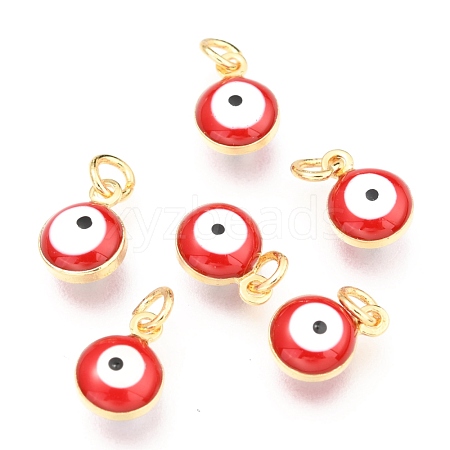 Brass Enamel Charms KK-B024-02G-F-1