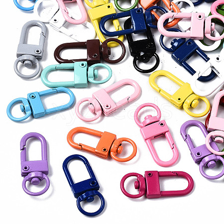 Spray Painted Eco-Friendly Alloy Swivel Snap Hooks Clasps PALLOY-YW0001-26-NR-1