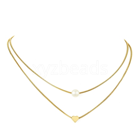 Brass Double Layer Necklace NJEW-JN04918-1