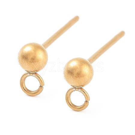 Ion Plating(IP) 304 Stainless Steel Ball Post Stud Earring Findings STAS-E163-44G-01-1