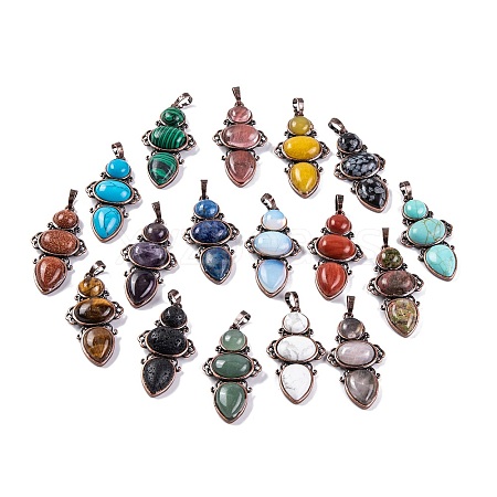 Natural & Synthetic Mixed Gemstone Pendants G-Q158-04-AB-1