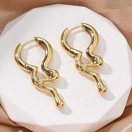 Rack Plating Brass Melting Drop Hoop Earrings for Women EJEW-Z019-19G-1