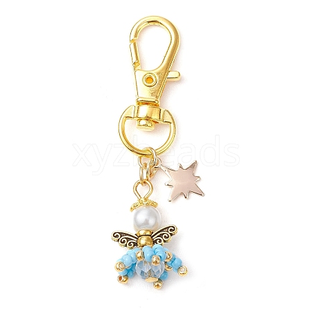 Angel Glass Seed Beaded Pendant Decorations HJEW-MZ00166-05-1