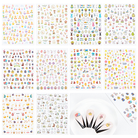 Globleland 10 Sheets 10 Style Paper Nail Art Stickers Decals DIY-GL0006-05-1