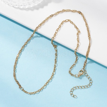 304 Stainless Steel Figaro Chain Singapore Chain Necklaces for Women NJEW-JN05591-1