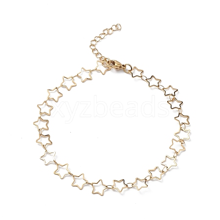 Ion Plating(IP) 304 Stainless Steel Star Link Chain Anklets for Men Women STAS-B039-14G-1