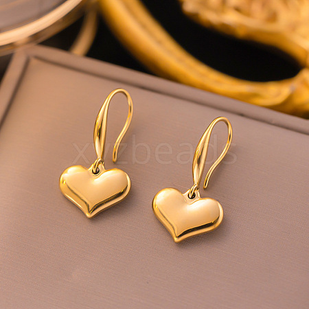 304 Stainless Steel Heart Dangle Earrings for Women EJEW-G417-02G-1