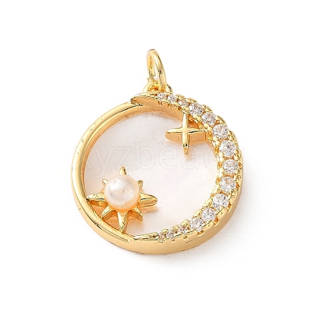Brass Micro Pave Clear Cubic Zirconia Pendants CU-CBA03AF-04A-G-1