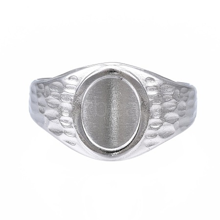 304 Stainless Steel Oval Open Cuff Ring RJEW-T023-54P-1