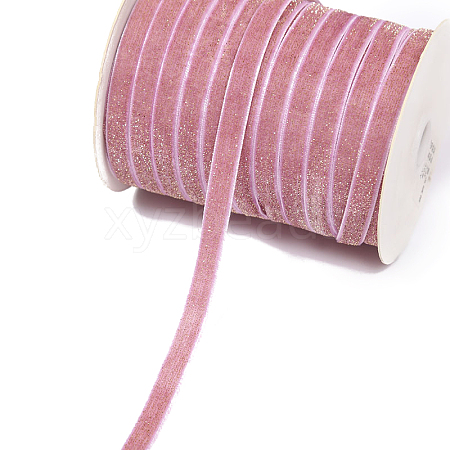 Single Face Velvet Ribbons with Glitter Powder FABR-PW0003-06C-1