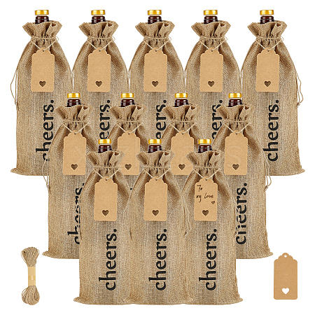 12Pcs Rectangle Jute Cheers Wine Drawstring Storage Bags FIND-WH0427-15A-1