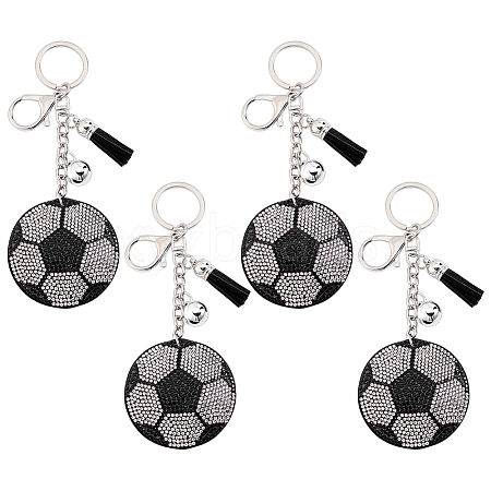 Sports Theme Resin Rhinestone Football Keychains KEYC-WH0003-34P-1