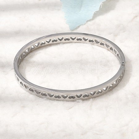 Hollow 304 Stainless Steel Hinged Bangles for Women BJEW-H644-06P-1