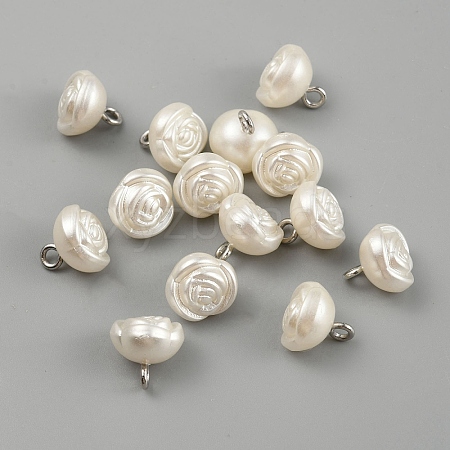 Plastic Imitation Pearl Shank Buttons FIND-WH0152-258-1