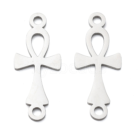 304 Stainless Steel Religion Ankh Cross Links Connector Charms STAS-S153-01P-1