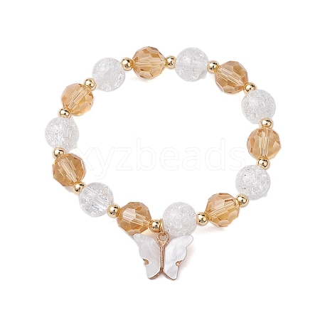 10mm Round Imitation Austrian Crystal & Crackle Acrylic Beaded Stretch Bracelets BJEW-JB10556-01-1