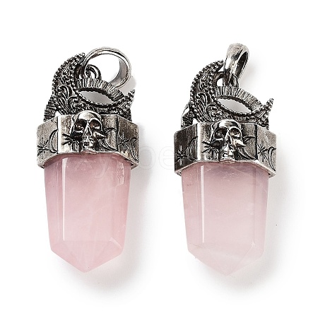 Natural Rose Quartz Faceted Sword Pendants G-Q163-01AS-06-1