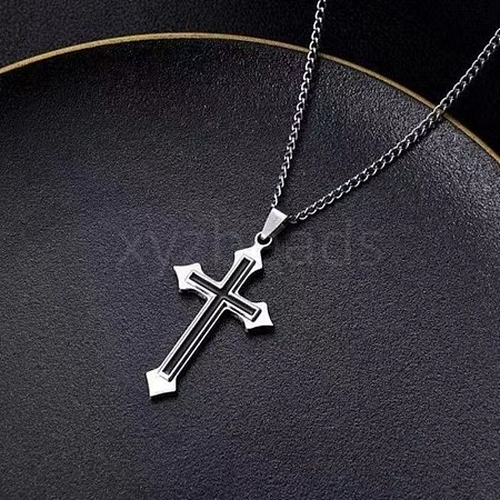 Alloy with Enamel Cross Pendant Necklaces for Men and Women PW-WG47743-02-1