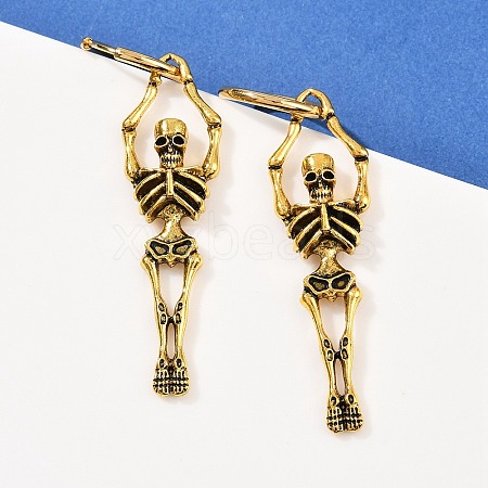 Alloy Skeleton Hoop Earrings EJEW-Z132-01AG-1