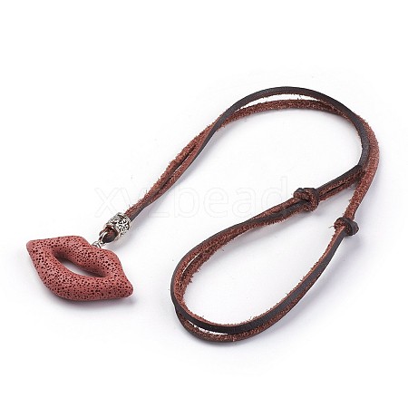 (Jewelry Parties Factory Sale)Adjustable Synthetic Lava Rock Pendant Necklaces NJEW-P237-C02-1
