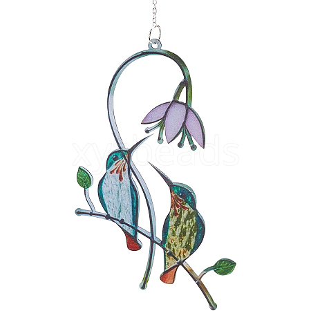 Iron Hummingbird Pendant Decorations AJEW-WH0261-89-1