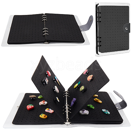 Felt Cloth Brooch Storage Loose-leaf Binder Notebook Albums with PVC Plastic Cover AJEW-WH20011-05B-1