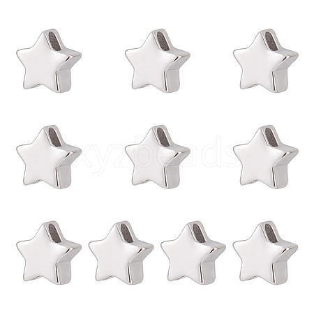 10Pcs Rhodium Plated 925 Sterling Silver Beads FIND-GO0002-59-1