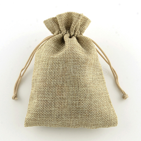   Polyester Imitation Burlap Packing Pouches Drawstring Bags ABAG-PH0001-33B-1