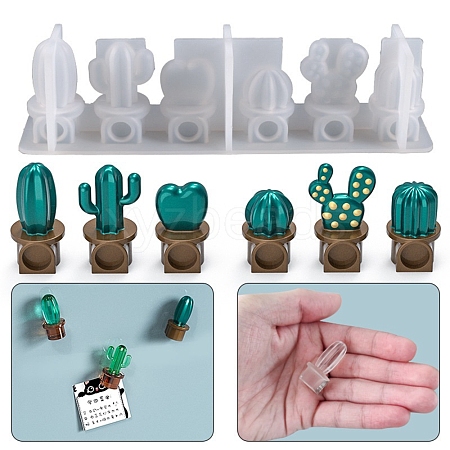 DIY Cactus Potting Shape Fridge Decoration Silicone Molds DIY-C050-01-1
