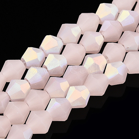 Imitation Jade Bicone Frosted Glass Bead Strands LS-EGLA-A039-J6mm-MB07-1