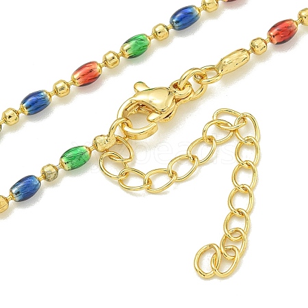 Brass Enamel Column Link Chain Necklaces NJEW-H039-06B-03G-1